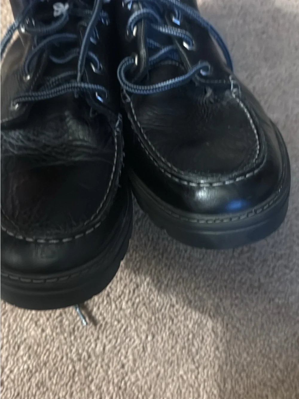 Men's Rockport Black Leather Moc Toe Lace-Up Boots